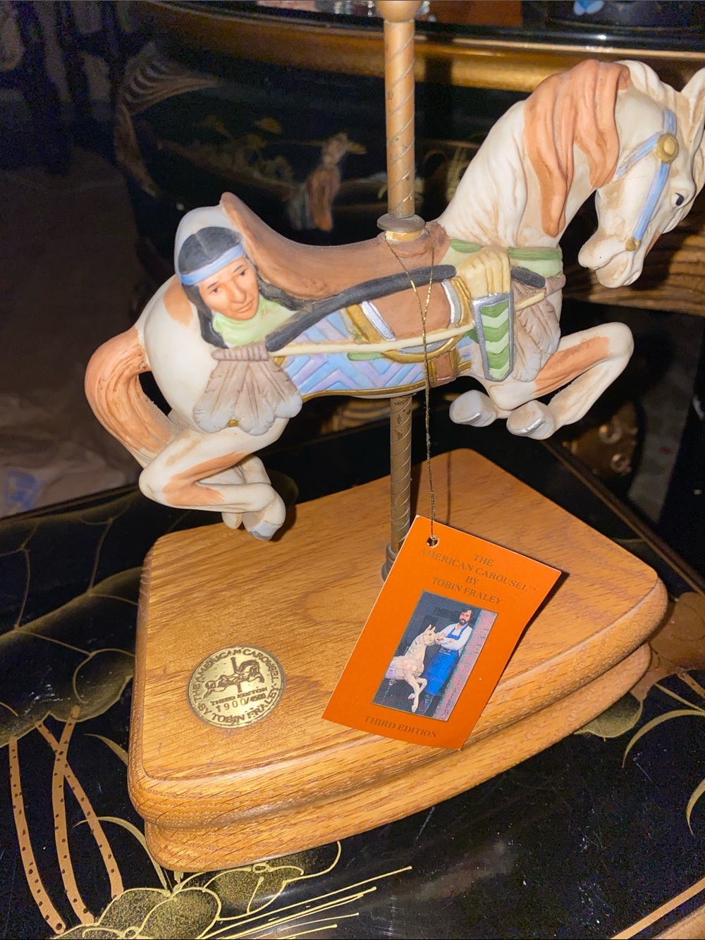 Vintage 1988 Tobin Fraley 3rd ED Carousel Horse Figurine in Cream and Peach - Picture 4 of 10